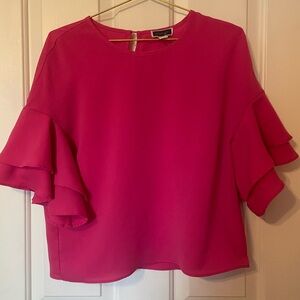 S/M Another Story Fuchsia Ruffle Sleeve Blouse